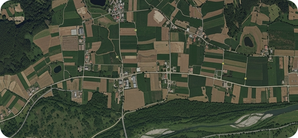 Vista aérea de área territorial para gestão fundiária